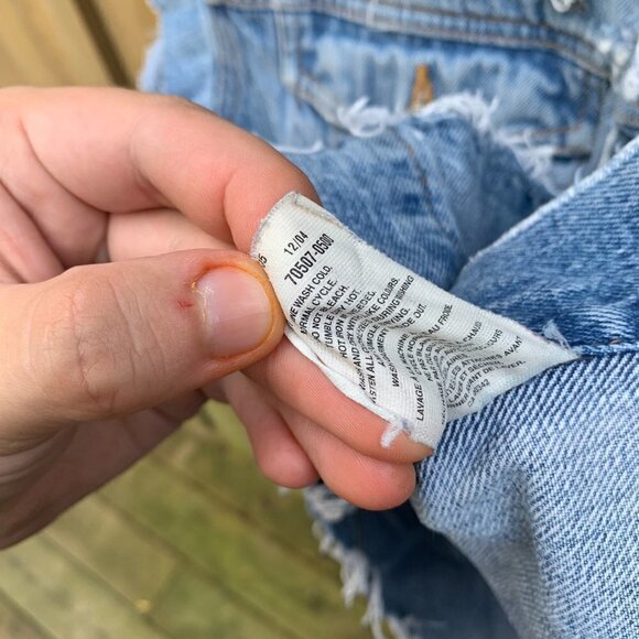 Vintage 2004 Levis Patchwork Jean Jacket Vest Small - Picture 5 of 10